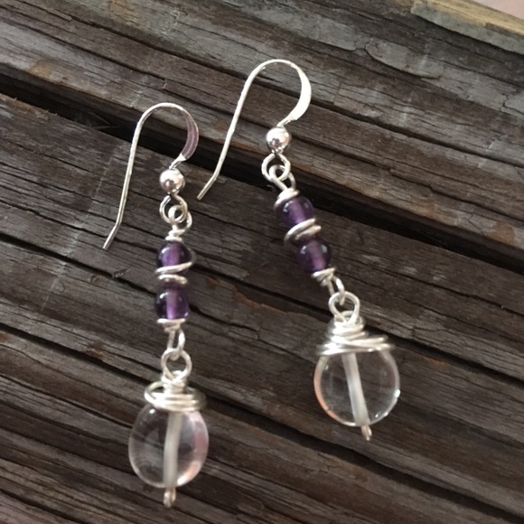 🔮 Crystal and Amethyst Healing Earrings - Picture 3 of 3